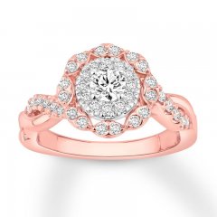 Diamond Engagement Ring 3/4 ct tw Round-cut 14K Rose Gold