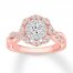 Diamond Engagement Ring 3/4 ct tw Round-cut 14K Rose Gold