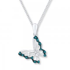 Butterfly Necklace 1/15 ct tw Diamonds Sterling Silver