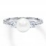 Cultured Pearl Ring Lab-Created White Sapphires Sterling Silver