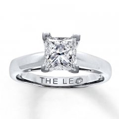 Leo Diamond Artisan Ring 1-1/2 Ct Princess-cut 14K White Gold