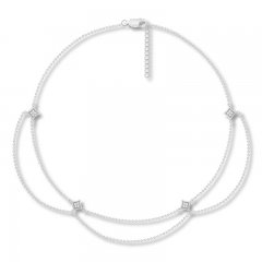 Diamond Anklet 1/10 ct tw Round-cut Sterling Silver