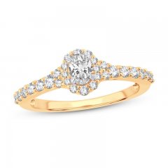 Diamond Engagement Ring 1/2 ct tw Oval/Round 14K Yellow Gold