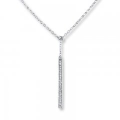 Diamond Bar Necklace 1/8 ct tw Round-cut Sterling Silver