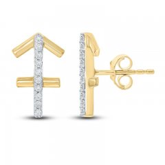 Diamond Sagittarius Earrings 1/10 ct tw Round-cut 10K Yellow Gold