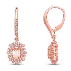 Morganite Earrings 1/3 ct tw Diamonds 10K Rose Gold