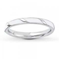 Stackable Ring White Enamel Sterling Silver