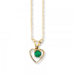 Natural Emerald Necklace 14K Yellow Gold