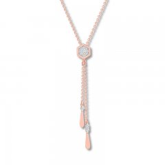 Diamond Geometric Lariat Necklace 1/8 ct tw 10K Rose Gold