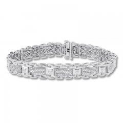 Men's Diamond Bracelet 1/2 ct tw Round-cut Sterling Silver 8.5"