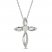 Lab-Created Opal & White Lab-Created Sapphire Cross Necklace Sterling Silver 18"