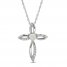 Lab-Created Opal & White Lab-Created Sapphire Cross Necklace Sterling Silver 18"