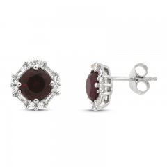 Lab-Created Ruby & Lab-Created White Sapphire Earrings Sterling Silver