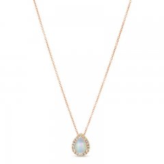 Le Vian Opal & Diamond Necklace 1/8 ct tw 14K Strawberry Gold 18"