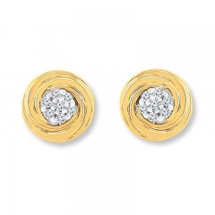 Diamond Earrings 1/15 ct tw Round-cut 10K Yellow Gold