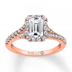 Leo Diamond Engagement Ring 1 ct tw Emerald/Round 14K Rose Gold