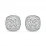 Diamond Stud Earrings 1/4 ct tw Round/Baguette Cut 10K White Gold