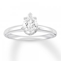 Certified Diamond Solitaire 1 ct Pear-shaped 14K White Gold