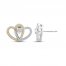 Two as One Diamond Heart Stud Earrings 1/5 ct tw Round-Cut 10K Two-Tone