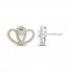 Two as One Diamond Heart Stud Earrings 1/5 ct tw Round-Cut 10K Two-Tone