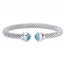 Blue Topaz Popcorn Mesh Cuff Bracelet Sterling Silver