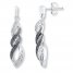 Diamond Dangle Earrings 1/6 ct tw Black/White Sterling Silver