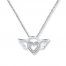 Winged Heart Diamond Accents Sterling Silver Necklace