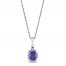 Tanzanite & 1/10 ct tw Diamond Necklace 10K White Gold 18"