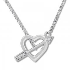 Diamond Arrow & Heart Necklace Sterling Silver