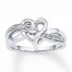 Heart Ring Diamond Accents 10K White Gold