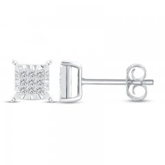 Diamond Earrings 1/4 ct tw Princess-cut 10K White Gold