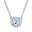 Aquamarine Necklace 1/10 ct tw Diamonds Sterling Silver