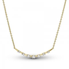 Diamond Smile Necklace 1/5 ct tw Round-cut 10K Yellow Gold 16.4"