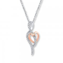 Heart Necklace 1/10 ct tw Diamonds 10K Two-Tone Gold