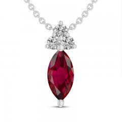 Lab-Created Ruby & White Lab-Created Sapphire Necklace Sterling Silver 18"