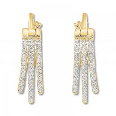 Diamond Hoop Earrings 1/4 ct tw Round-cut 10K Yellow Gold