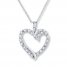 Diamond Heart Necklace 1/10 ct tw Round-cut 10K White Gold