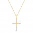 Diamond Cross Necklace 1/5 ct tw Round-cut 10K Yellow Gold 18"