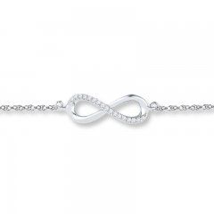 Infinity Symbol Anklet 1/20 ct tw Diamonds Sterling Silver