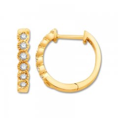 Diamond Hoop Earrings 1/8 ct tw Round-Cut 10K Yellow Gold