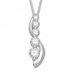 Diamond Necklace 1/2 ct tw Round-cut 10K White Gold 19 Length