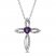 Amethyst & White Lab-Created Sapphire Cross Necklace Sterling Silver 18"