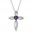 Amethyst & White Lab-Created Sapphire Cross Necklace Sterling Silver 18"