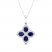 Blue Sapphire Flower Necklace 1/6 ct tw Diamonds 10K White Gold 18"