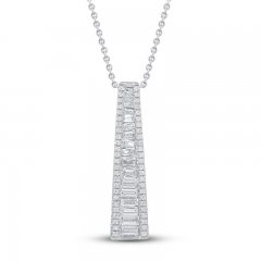 Diamond Necklace 1/2 ct tw Baguette/Round 10K White Gold 19"