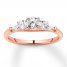 Three-Stone Diamond Ring 1 ct tw Round/Baguette 14K Rose Gold