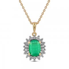 Emerald Halo Necklace 1/5 ct tw Diamonds 10K Yellow Gold 18"