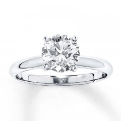 Certified Diamond Ring 2 carats Round-cut 14K White Gold