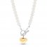 Cultured Pearl & Diamond Toggle Necklace Sterling Silver/10K Yellow Gold 18"