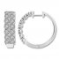 Diamond Hoop Earrings 1 ct tw Round-cut 10K White Gold